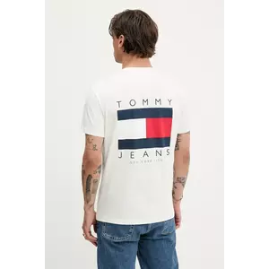 Tommy Jeans tricou din bumbac culoarea alb, cu imprimeu, DM0DM21910 imagine