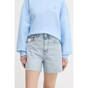Tommy Jeans pantaloni scurți jeans uni, high waist, DW0DW21413 imagine
