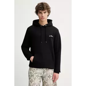 Les Deux hanorac de bumbac Diaz culoarea negru, cu glugă, uni, 1000214 imagine