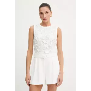 Morgan salopetă culoarea alb, cu decolteu rotund, SHIKOU imagine