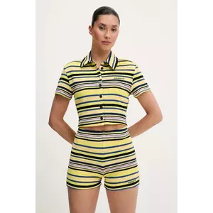 adidas Originals cămașă Towel S Tee culoarea galben, cu guler clasic, slim, JC5333 imagine