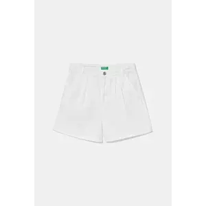 United Colors of Benetton pantaloni scurți din bumbac pentru copii culoarea alb, uni, talie reglabila, 47RGC903Y imagine
