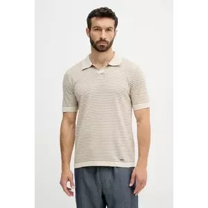 United Colors of Benetton polo de bumbac culoarea bej, cu imprimeu, 1094K301J imagine