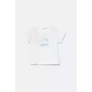 United Colors of Benetton tricou din bumbac pentru bebelusi culoarea alb, cu imprimeu, 3I1XA1069 imagine