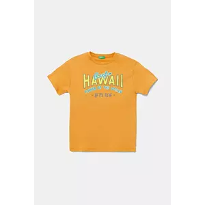 United Colors of Benetton tricou de bumbac pentru copii culoarea portocaliu, cu imprimeu, 3I1XC10P7 imagine