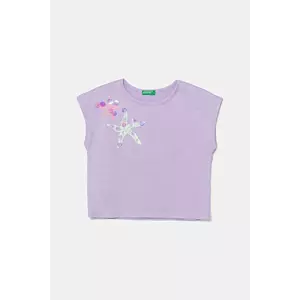 United Colors of Benetton tricou de bumbac pentru copii culoarea violet, 3I1XC10P0 imagine