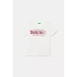 United Colors of Benetton tricou de bumbac pentru copii culoarea alb, 3I1XC10OY imagine