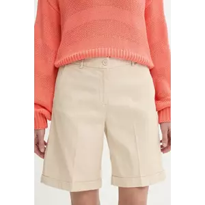 United Colors of Benetton pantaloni scurti femei, culoarea bej, uni, high waist, 4CDRD901W imagine