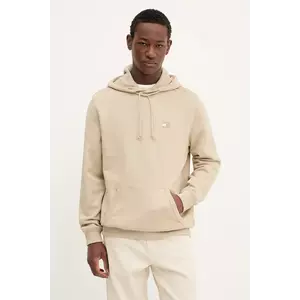 Tommy Jeans hanorac de bumbac bărbați, culoarea bej, cu glugă, uni, DM0DM20258 imagine
