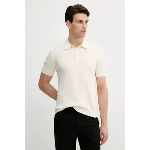 United Colors of Benetton polo de bumbac culoarea bej, uni, 1198U301H imagine
