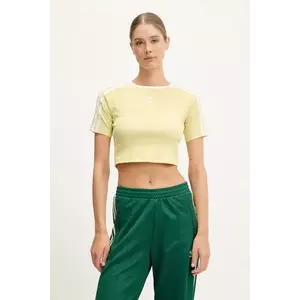 adidas Originals tricou 3-Stripes culoarea galben, JD0307 imagine