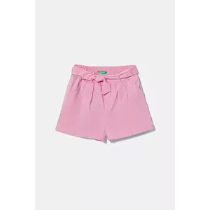 United Colors of Benetton pantaloni scurți din bumbac pentru copii culoarea roz, uni, 47RGG9030 imagine