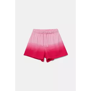 United Colors of Benetton pantaloni scurți din bumbac pentru copii culoarea roz, cu imprimeu, talie reglabila, 3NPDC903G imagine