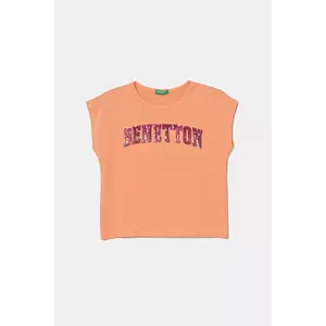 United Colors of Benetton tricou de bumbac pentru copii culoarea portocaliu, 3I1XC10P1 imagine