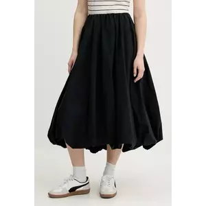 Abercrombie & Fitch fusta din bumbac culoarea negru, midi, evazati, KI143-5070 imagine