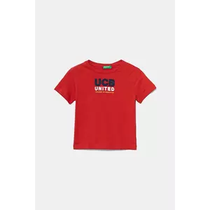 United Colors of Benetton tricou de bumbac pentru copii culoarea rosu, cu imprimeu, 3I1XG10JO imagine