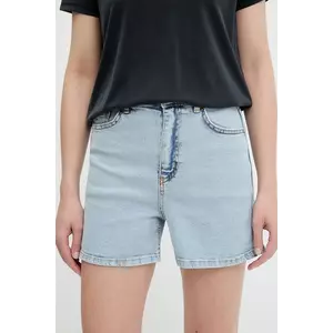 Answear Lab pantaloni scurti jeans neted, high waist imagine