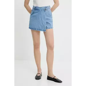 Answear Lab pantaloni scurti jeans neted, high waist imagine