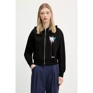 Karl Lagerfeld Jeans hanorac de bumbac culoarea negru, cu glugă, cu imprimeu, A3W20041 imagine