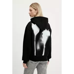 Karl Lagerfeld Jeans hanorac de bumbac culoarea negru, cu glugă, cu imprimeu, A3W20038 imagine