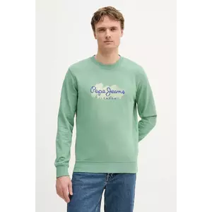 Pepe Jeans hanorac de bumbac culoarea verde, cu imprimeu, PM582921 imagine