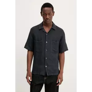 BARENA VENEZIA cămașă de in Camicia Mola culoarea bleumarin, cu guler clasic, relaxed, CAU5073.3144 imagine