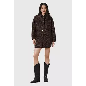 AllSaints rochie din bumbac FAYE culoarea maro, mini, drept, W007DD imagine