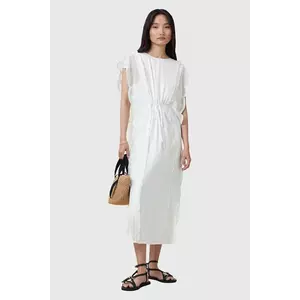 AllSaints rochie din bumbac OLA culoarea alb, midi, drept, W197DC imagine