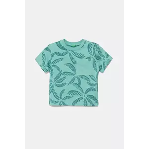 United Colors of Benetton tricou de bumbac pentru copii culoarea turcoaz, cu imprimeu, 3PDQG10JN imagine