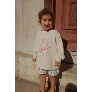 Konges Sløjd hanorac de bumbac pentru copii RHW X KS BELLA SWEAT GOTS culoarea bej, cu imprimeu, Rosie Huntington Whiteley KS103593 imagine