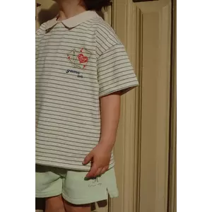 Konges Sløjd pantaloni scurți din bumbac pentru copii RHW X KS MONO SHORTS GOTS culoarea verde, uni, talie reglabila, Rosie Huntington Whiteley KS103618 imagine