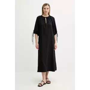 Samsoe Samsoe rochie din bumbac SALAGO culoarea negru, midi, oversize, F25200072 imagine
