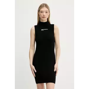 Karl Lagerfeld Jeans rochie culoarea negru, mini, mulata, A3W13010 imagine