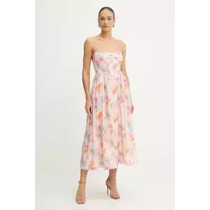 Bardot rochie culoarea bej, midi, evazati, 58164DB5 imagine