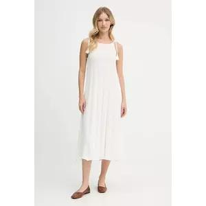 Pepe Jeans rochie din bumbac culoarea bej, midi, evazati, PL953755 imagine