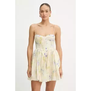 Bardot rochie culoarea galben, mini, evazati, 59910DB imagine