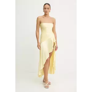 Bardot rochie culoarea galben, maxi, evazati, 59266DB imagine