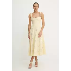 Bardot rochie culoarea galben, maxi, evazati, 59825DB2 imagine