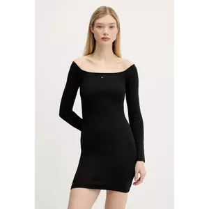 Tommy Jeans rochie culoarea negru, mini, mulata, DW0DW20870 imagine