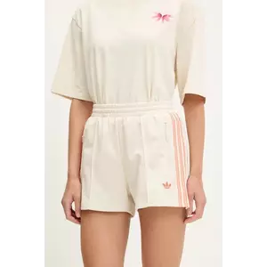 adidas Originals pantaloni scurți Shorts culoarea bej, cu imprimeu, high waist, KC0681 imagine
