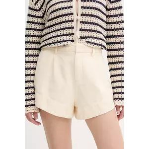 BA&SH pantaloni scurți din amestec de in ROMA culoarea bej, uni, high waist, 1E25ROMA imagine