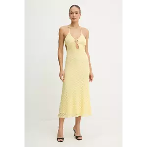 Bardot rochie culoarea galben, maxi, drept, 59904DB1 imagine