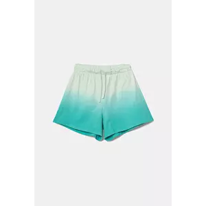 United Colors of Benetton pantaloni scurți din bumbac pentru copii culoarea turcoaz, cu imprimeu, talie reglabila, 3NPDC903G imagine