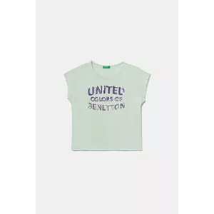 United Colors of Benetton tricou de bumbac pentru copii culoarea turcoaz, 3I1XC10P1 imagine