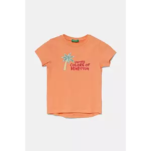 United Colors of Benetton tricou de bumbac pentru copii culoarea portocaliu, 3I1XG10JB imagine