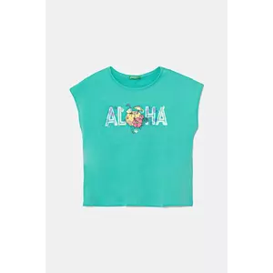 United Colors of Benetton tricou de bumbac pentru copii culoarea turcoaz, 3I1XC10P0 imagine