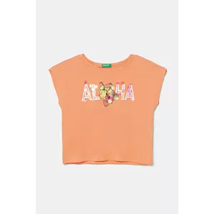 United Colors of Benetton tricou de bumbac pentru copii culoarea portocaliu, 3I1XC10P0 imagine