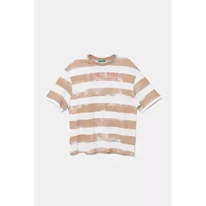 United Colors of Benetton tricou de bumbac pentru copii culoarea maro, cu imprimeu, 3SL3C10P5 imagine