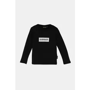 Napapijri longsleeve din bumbac pentru copii S-CHAMOIS LS culoarea negru, cu imprimeu, NP0A4HYK0411 imagine