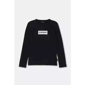 Napapijri longsleeve din bumbac pentru copii S-CHAMOIS LS culoarea negru, NP0A4HYK0411 imagine